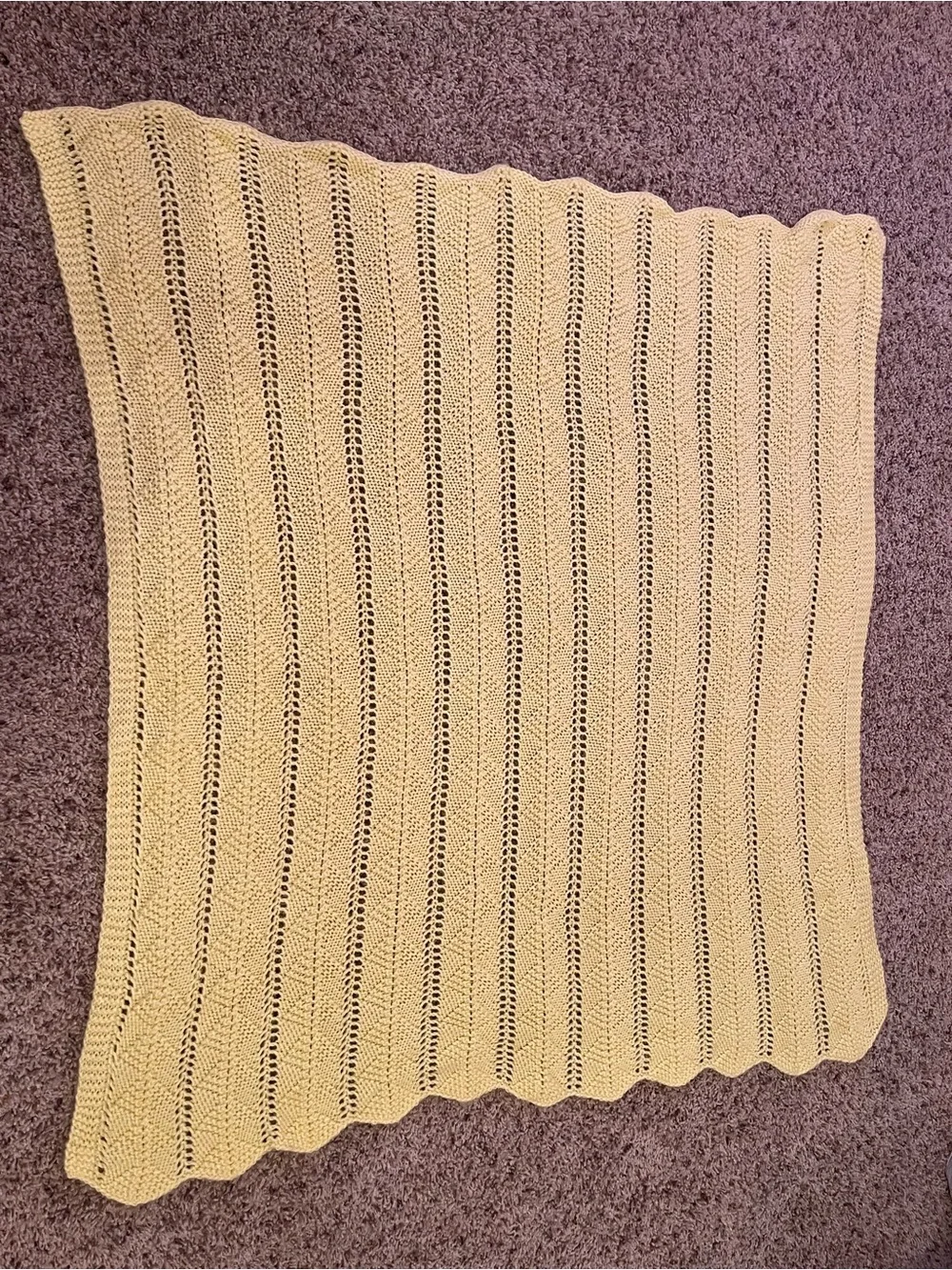 Handmade Crochet Yellow Baby Blanket - 39”x35” Rectangle Bed Throw for Nursery
